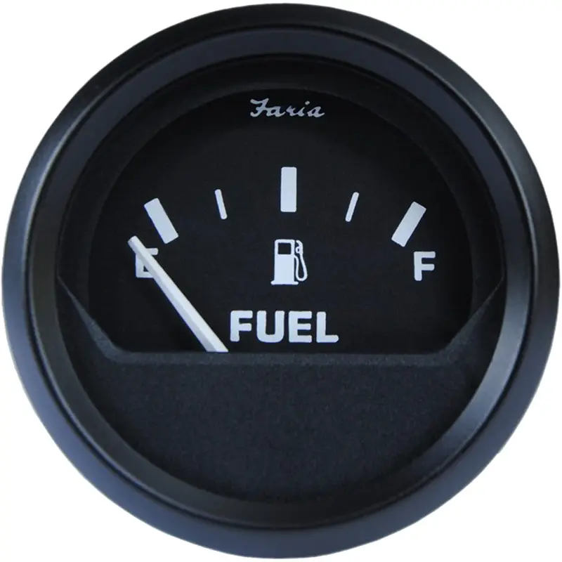 Faria Euro Black 2-Inch Fuel Level Indicator – Standard E–1/2–F Scale [12801] 1