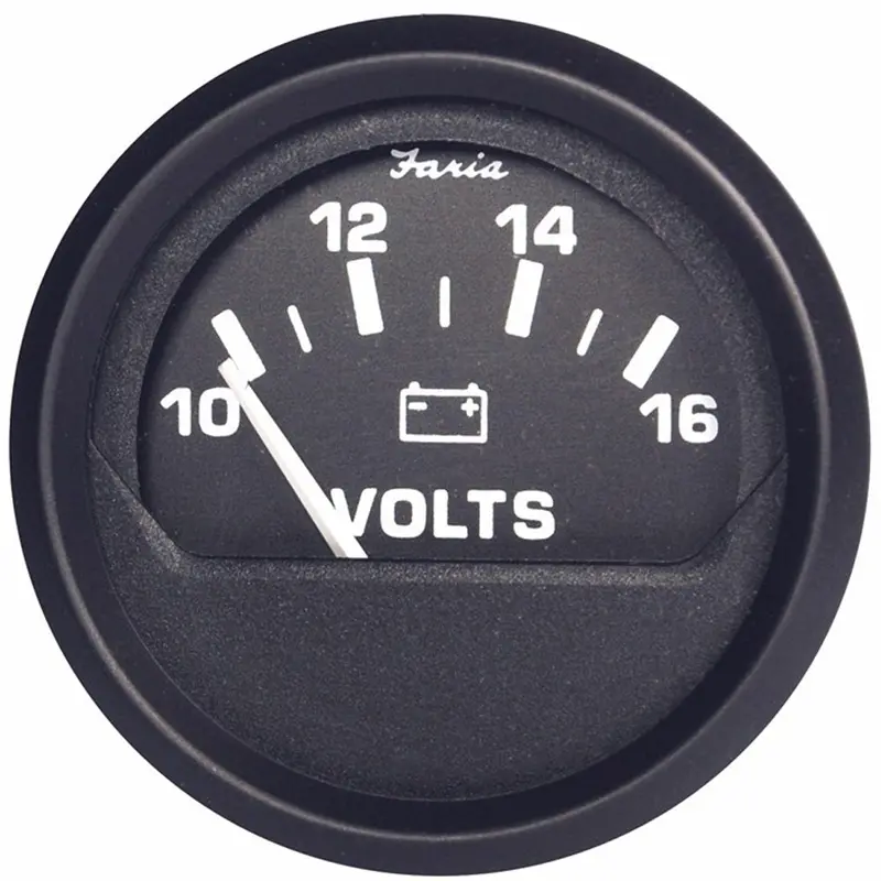 Faria Euro Black 2-Inch Marine Voltmeter – 10–16 Vdc [12821] 1