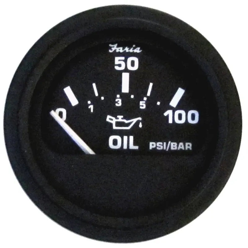 Faria Euro Black 2-Inch Oil Pressure Gauge – 100 Psi Range, Analog Dial (Model 12845) 1