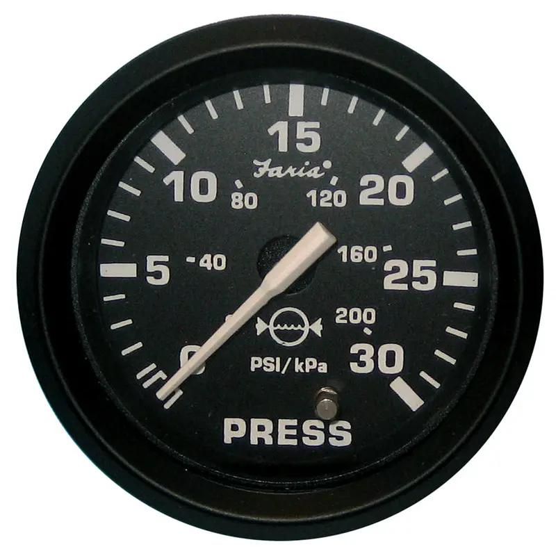 Faria Euro Black 2-Inch Water Pressure Gauge – 30 Psi Maximum [12810] 1