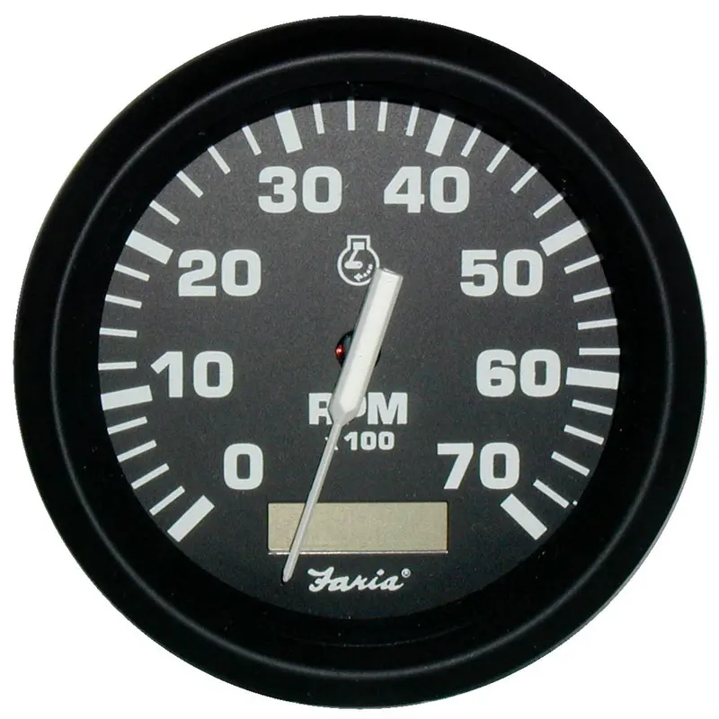 Faria Euro Black 4-Inch Hourmeter Tachometer – 7000 Rpm Gas Outboard [32840] 1