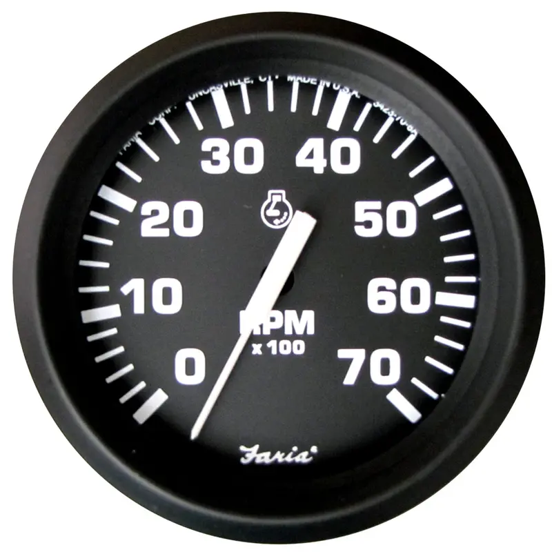 Faria Euro Black 4-Inch Universal Gas Outboard Tachometer – 7000 Rpm [32805] 1