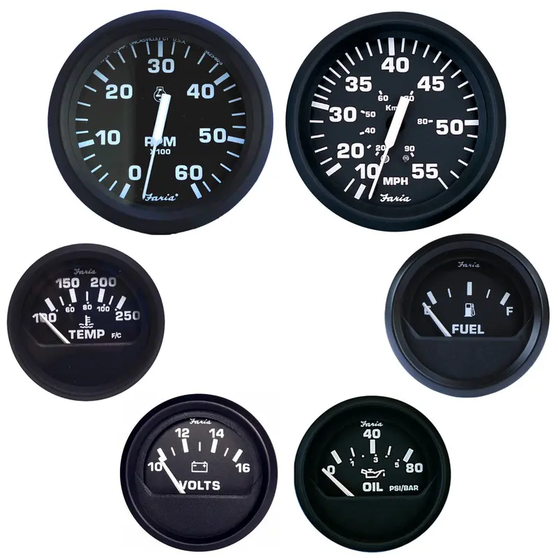 Faria Euro Black Inboard Instrument Kit – Complete Gauge Bundle [Kt9799] 1