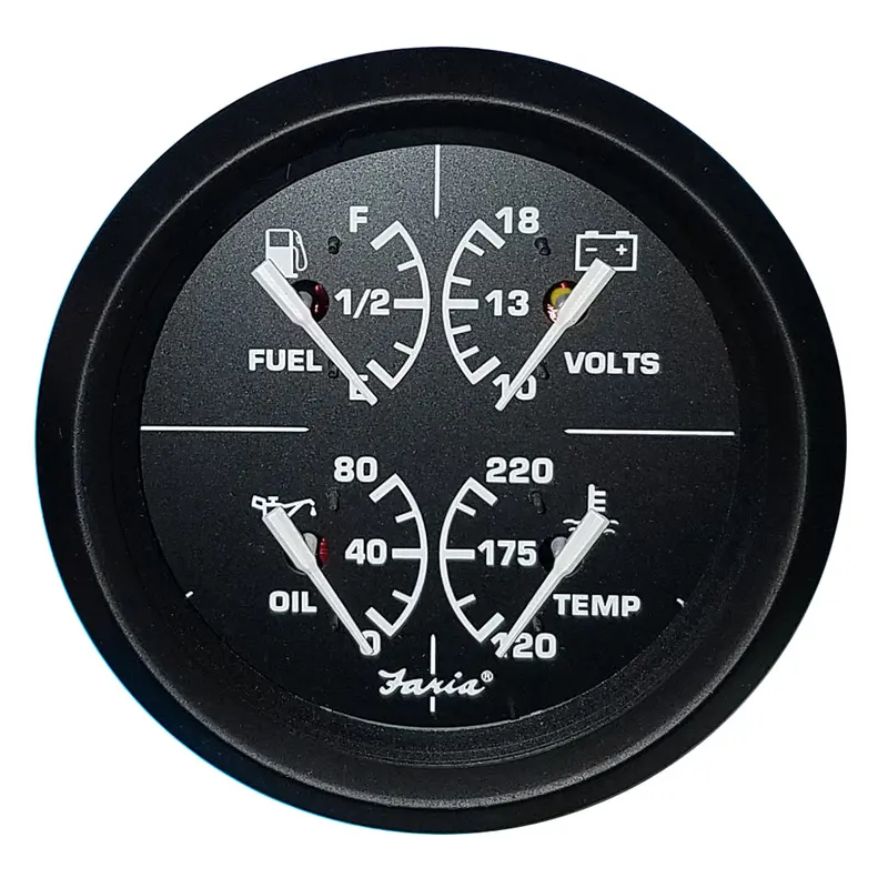 Faria Euro Black Multifunction Marine Gauge – 4-Inch, Volt/Fuel/Oil/Water Temp [32851] 1