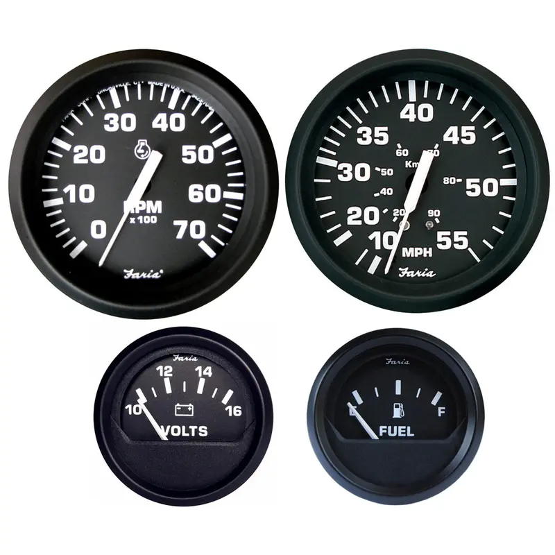 Faria Euro Black Outboard Instrument Kit – Complete Gauge Bundle [Kt9796] 1