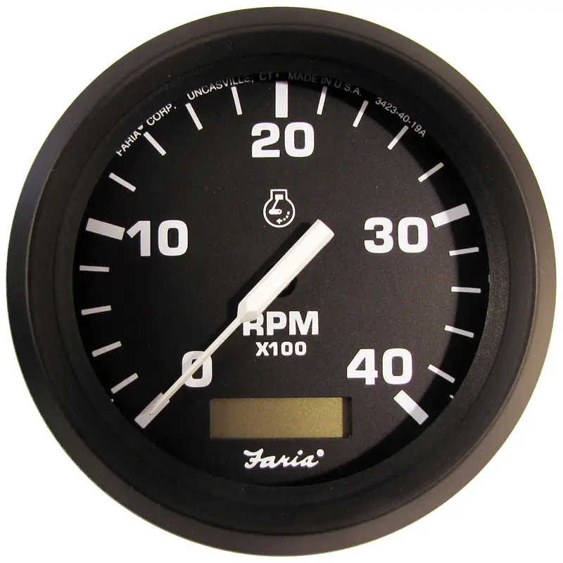 Faria Euro-Style 4-Inch Diesel Tachometer With Hourmeter – Mechanical Takeoff, Variable-Ratio Alternator Compatible [32834] 1