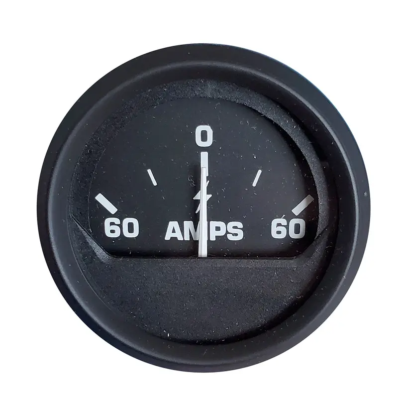 Faria Euro-Style Analog Ammeter Gauge – Black Face, 2-Inch, ±60 Amp 1
