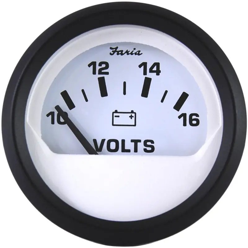 Faria Euro White 2-Inch Voltmeter For 10–16 Vdc Systems (12911) 1
