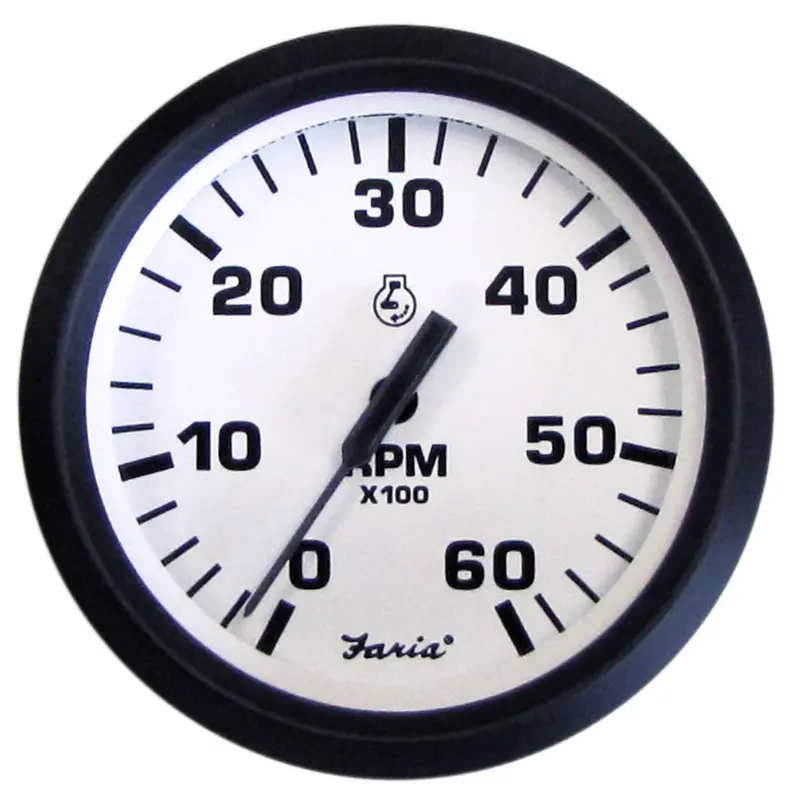 Faria Euro White 4-Inch Gas Inboard & I/O Tachometer – 6000 Rpm [32904] 1
