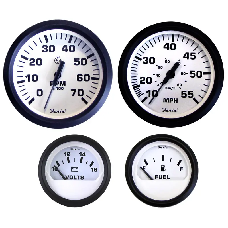 Faria Euro White Outboard Instrument Kit – Pre-Packaged Gauge Set [Kt9795] 1