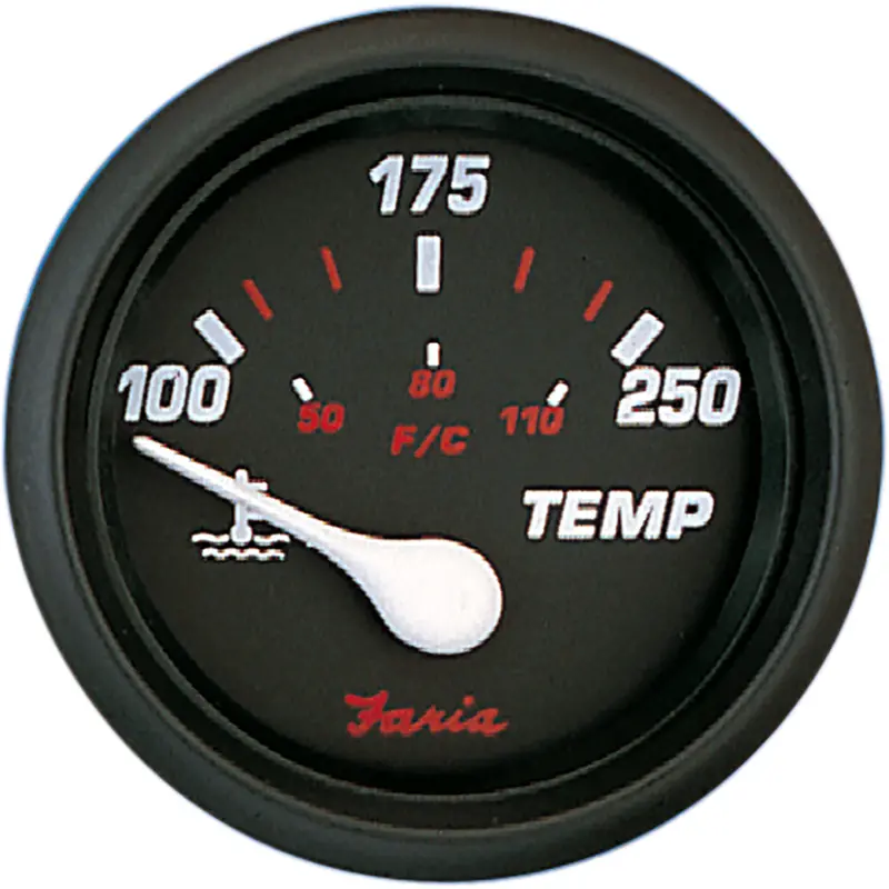 Faria Professional 2-Inch Red Water Temperature Gauge (Model 14604) 1