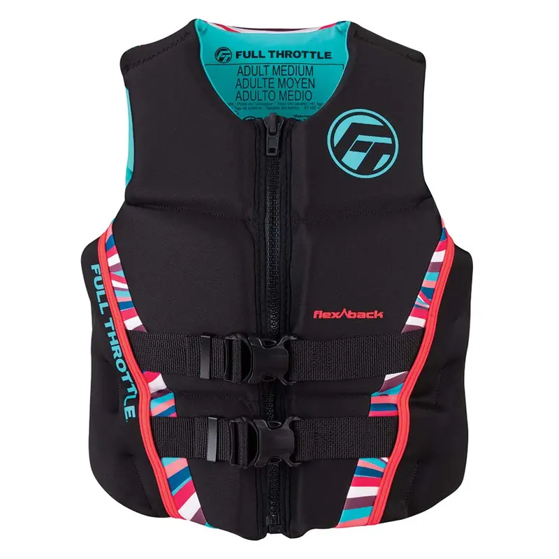 Full Throttle Women'S Large Rapid-Dry Flex-Back Pfd – Pink & Black 1