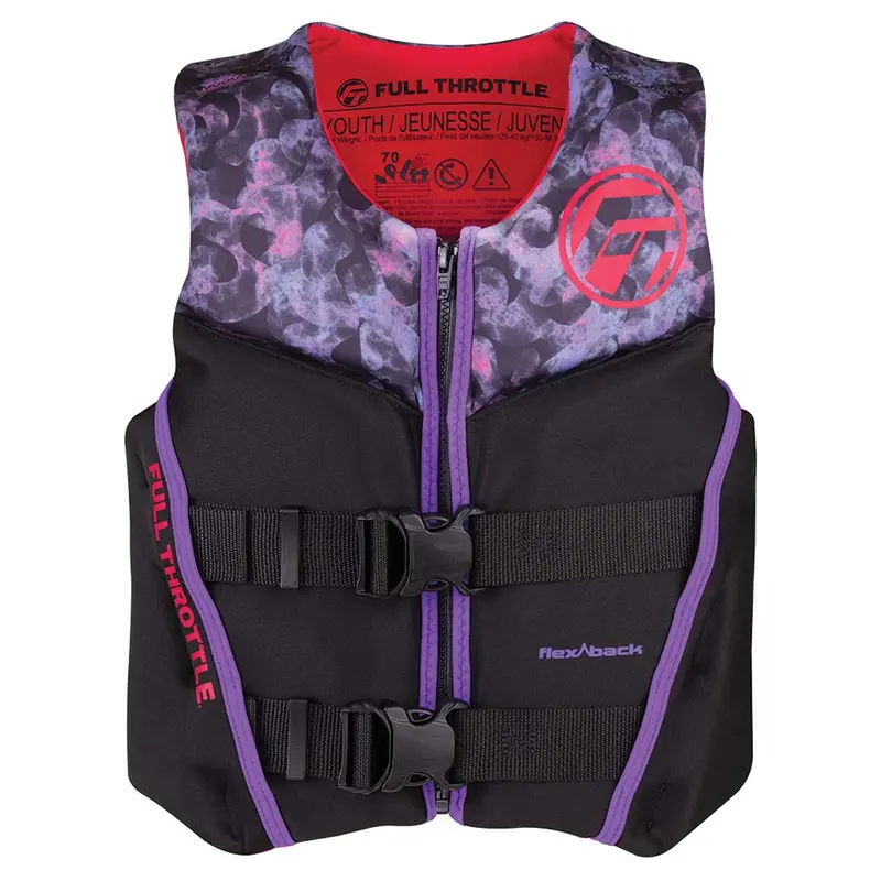 Full Throttle Youth Pink/Black Rapid-Dry Flex-Back Pfd 1