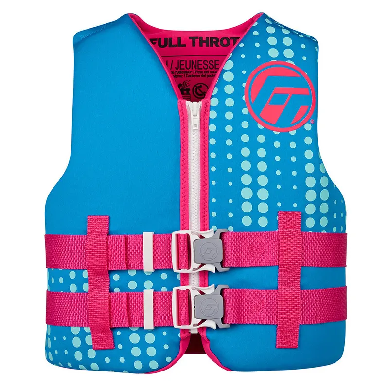 Full Throttle Youth Rapid-Dry Life Vest – Aqua, Adjustable Fit 1