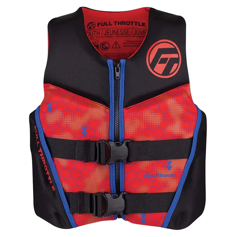 Full Throttle Youth Red/Black Rapid-Dry Flex-Back Life Jacket 1