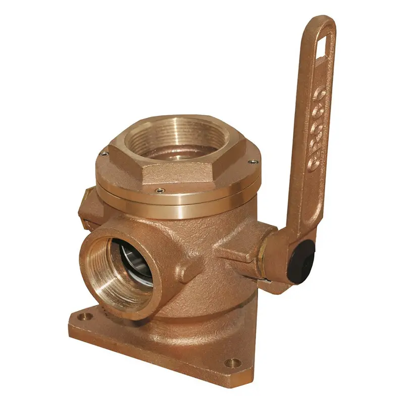 Groco Sbv-2000-P Dual-Port Safety Seacock – 2" Main, 1-1/2" Side Outlet 1