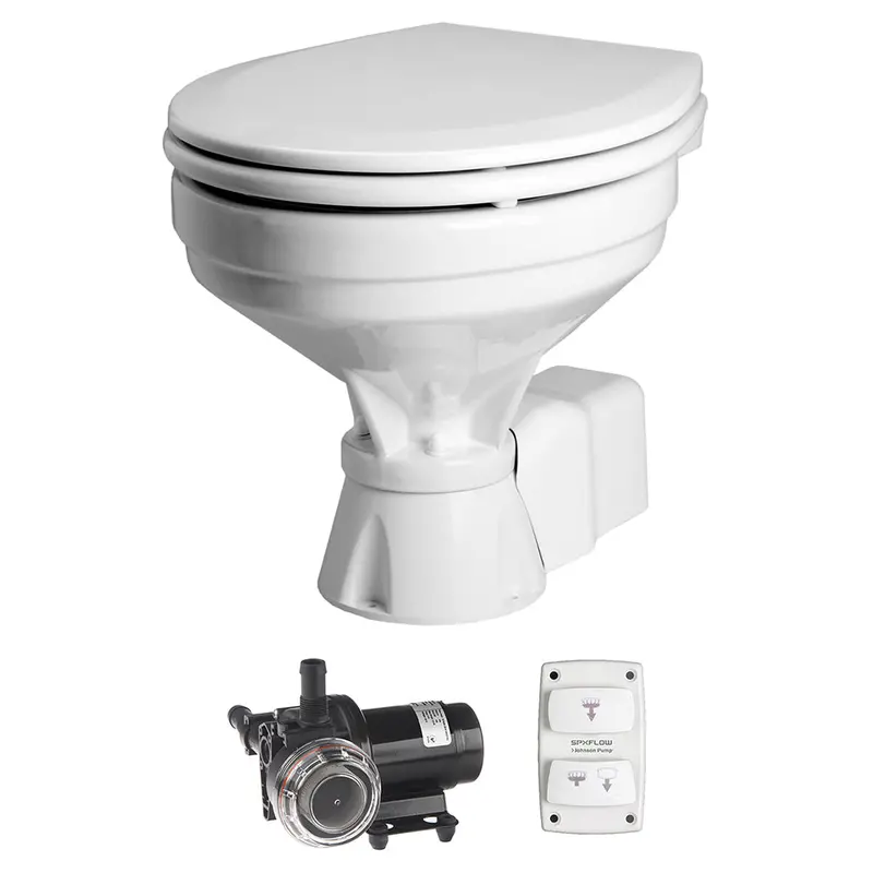 Johnson Aquat Silent Electric Toilet – Comfort-Size, 12V Dc (80-47232-01) 1