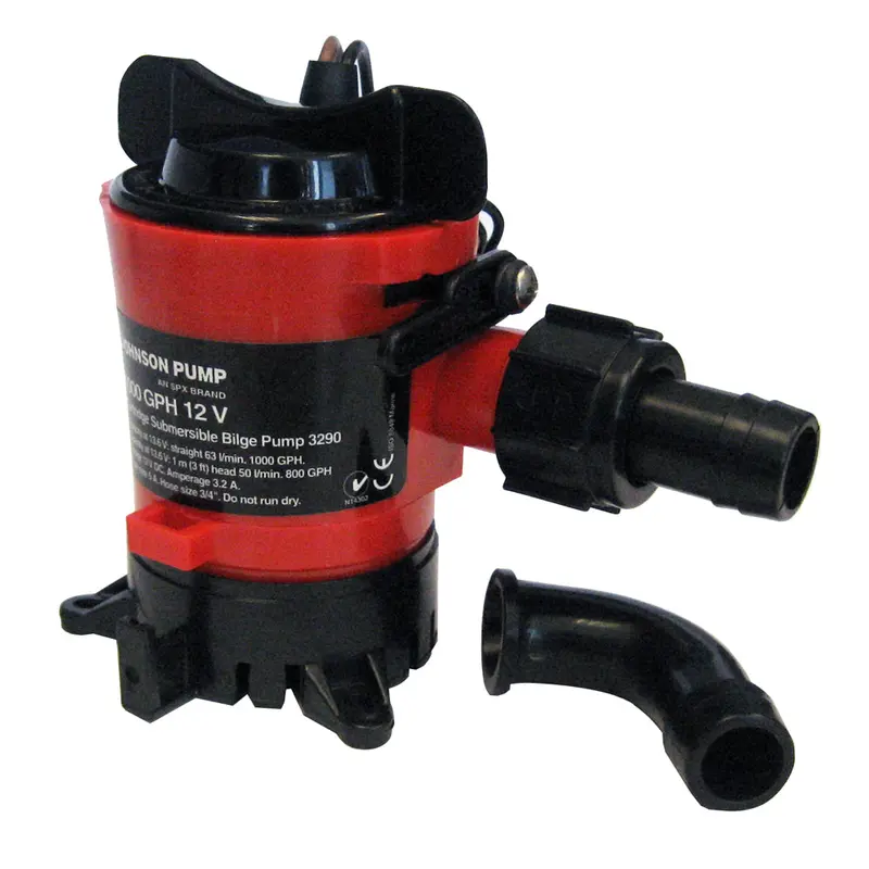 Johnson Pump 1000 Gph Bilge Pump – 3/4" Dura-Port Fittings, 12V – Model 32903 1