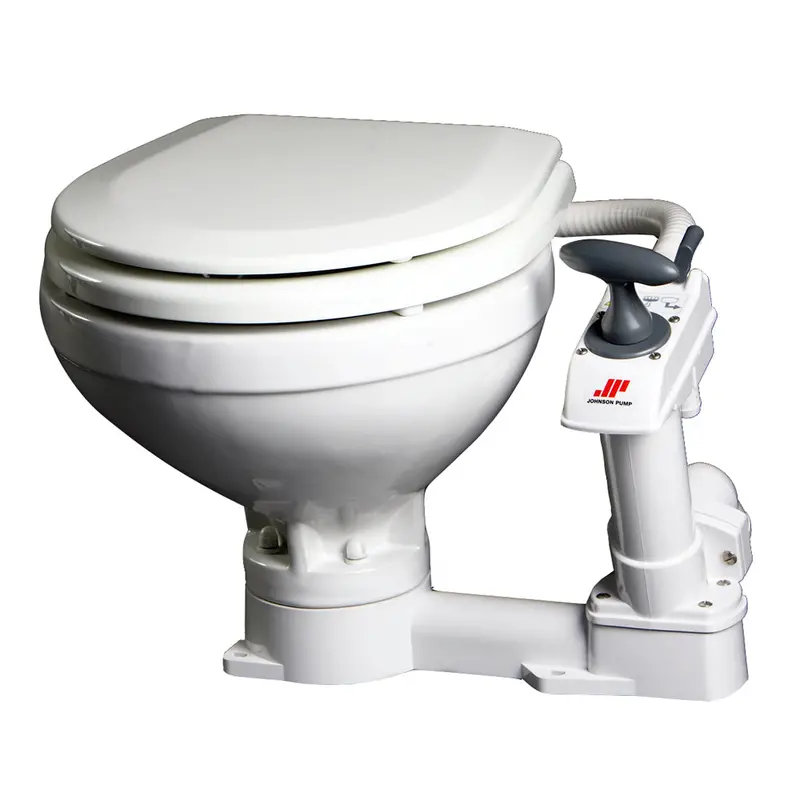 Johnson Pump Manual Compact Marine Toilet – Lightweight 12V-Ready Option 1