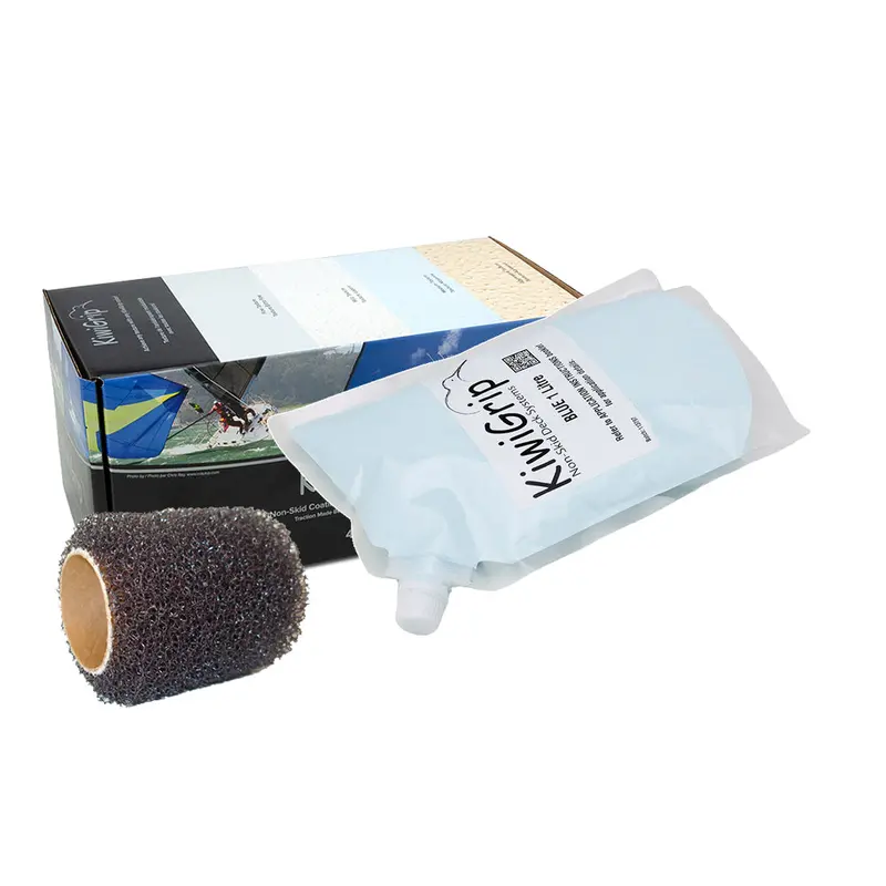 Kiwigrip Non-Slip Coating Pouch – 1-Liter Blue Kit With 4-Inch Roller 1