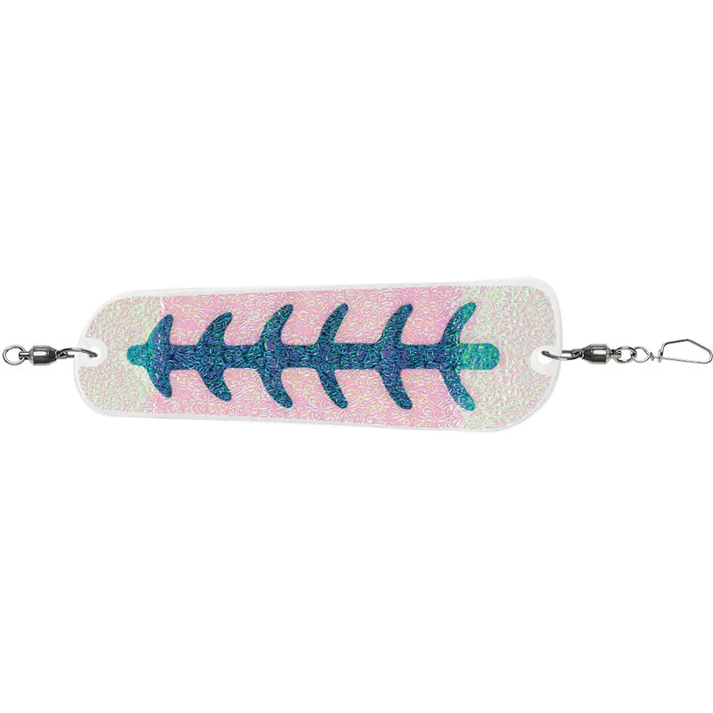 Luhr-Jensen Money Roll Flasher – 11-Inch Pearl Blue Skeleton Pattern 1