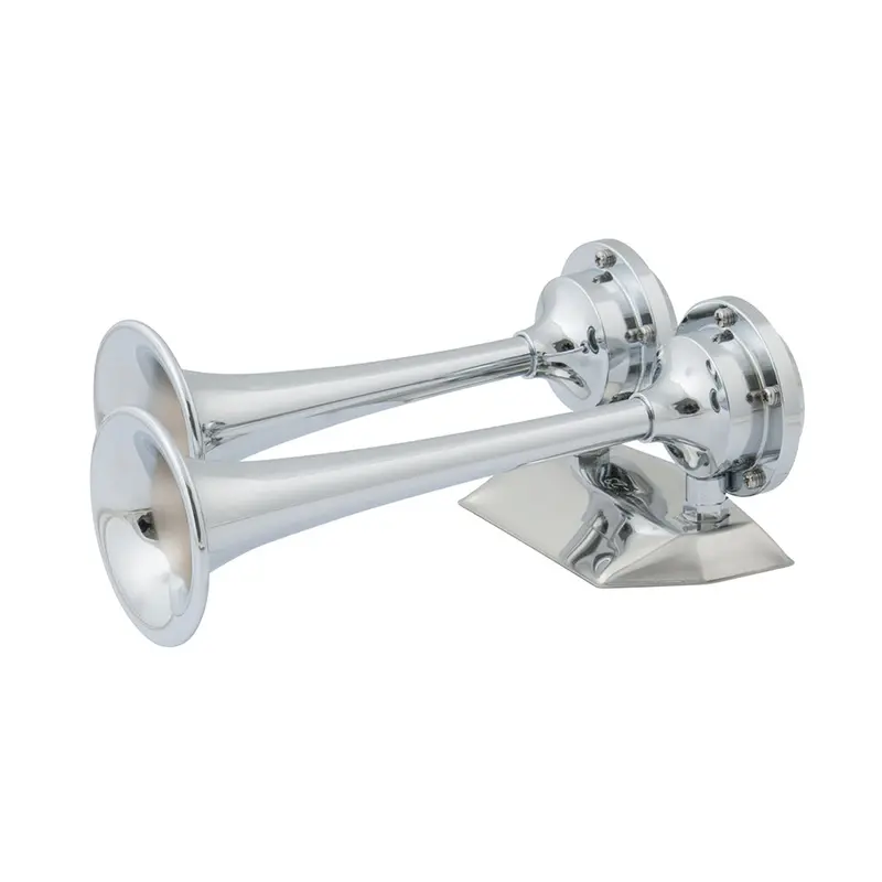 Marinco 12V Chrome Dual-Trumpet Mini Air Horn – Space-Saving Design – 10108 1