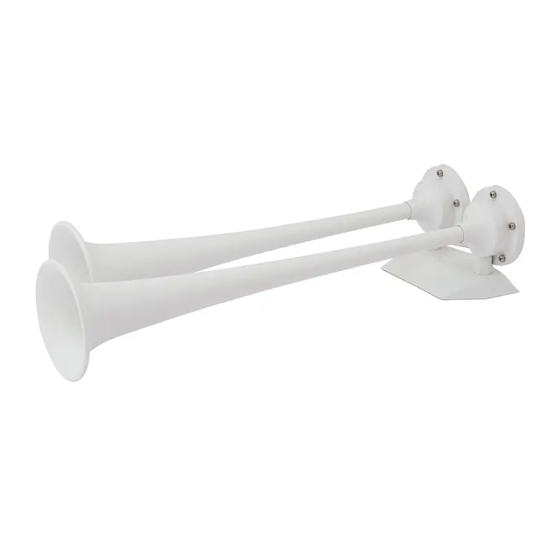Marinco 12V Epoxy-Coated Dual-Trumpet Air Horn – White Finish – 10122 1