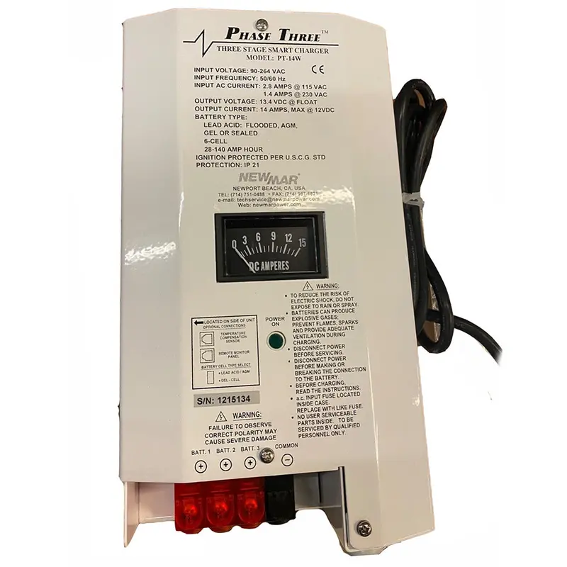 Newmar Pt-14W Compact Waterproof Battery Charger – 14A, 12V 1
