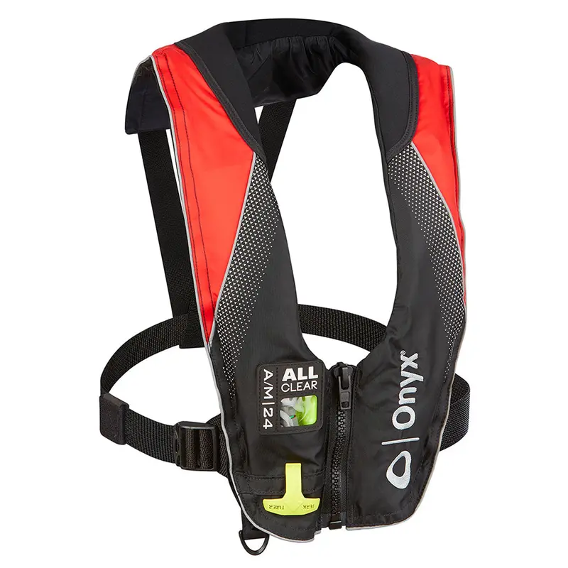 Onyx A/M-24 All Clear Automatic/Manual Inflatable Life Jacket – Adult, Black/Red 1