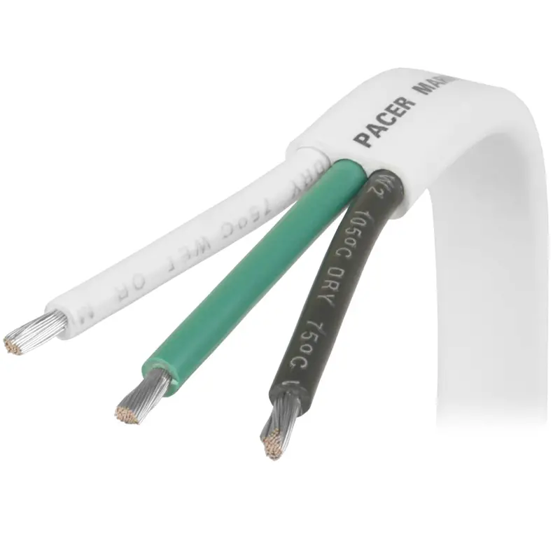 Pacer 12/3 Awg Triplex Marine Cable – Black/Green/White – 250 Ft Spool 1