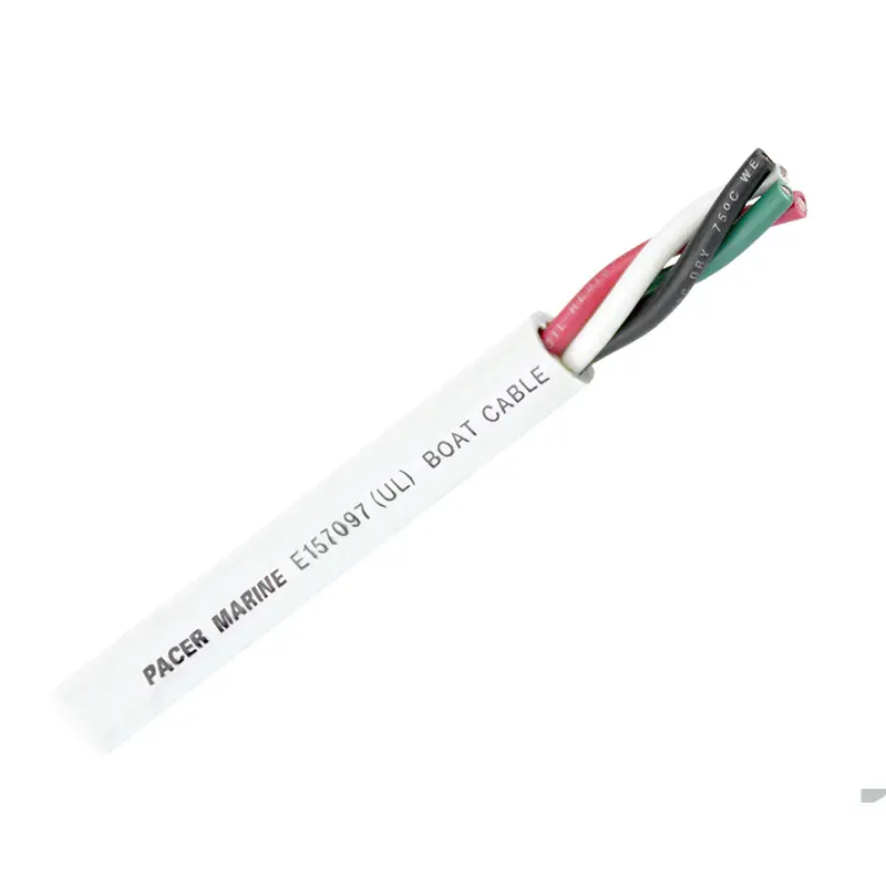Pacer Wr16/4-100 Round 4-Conductor Cable – 100 Ft, 16 Awg, Black/Green/Red/White 1