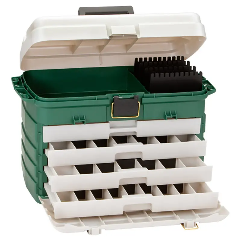Plano 4-Drawer Tackle Storage Box – Green Metallic & Silver Accents 1