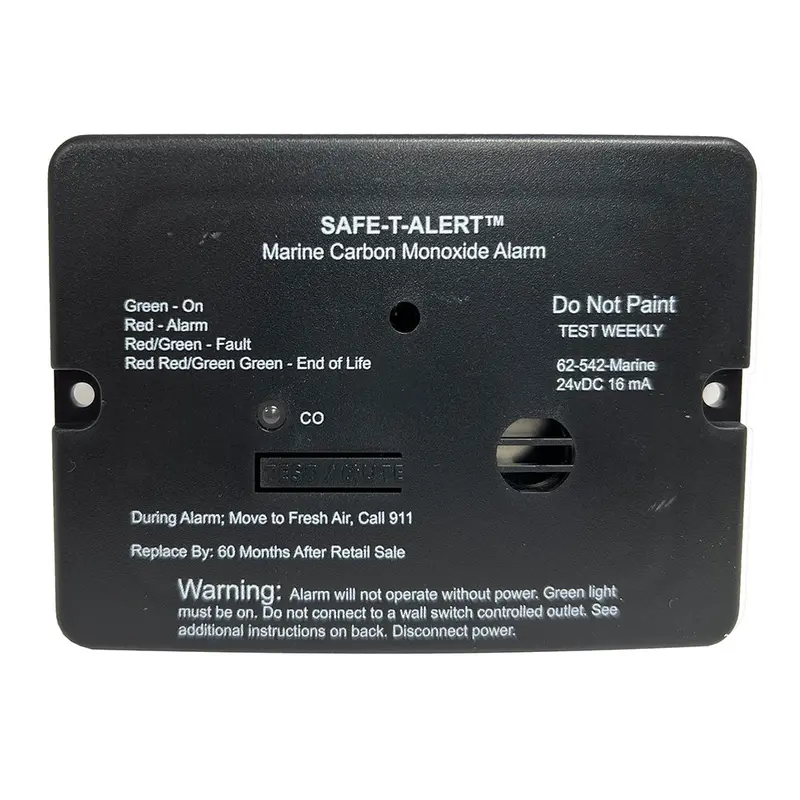 Safe-T-Alert 62-Series 24V Carbon Monoxide Detector – Flush-Mount Black Alarm With Relay Output 1