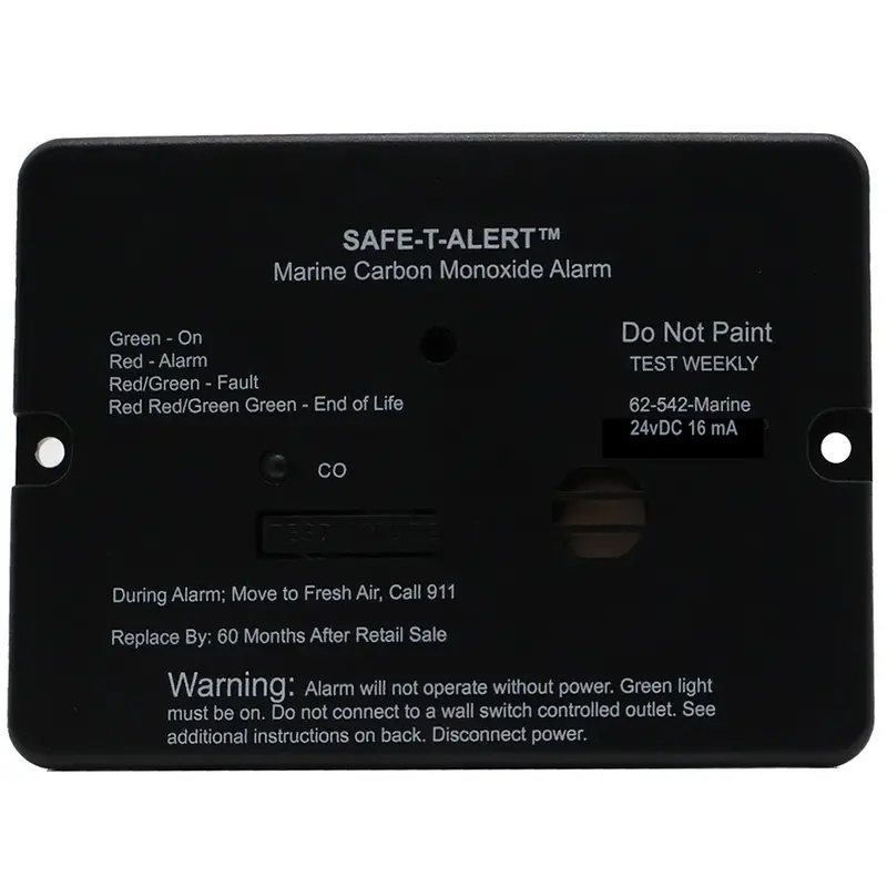 Safe-T-Alert 62-Series 24V Marine Co Detector – Flush-Mount Black Housing [62-542-Bl-Marine-24V] 1
