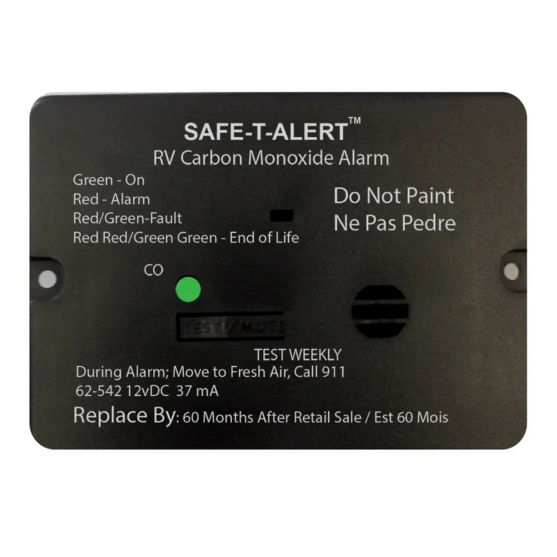 Safe-T-Alert 62-Series Rv Carbon Monoxide Detector – 12V Flush-Mount Black Alarm 1
