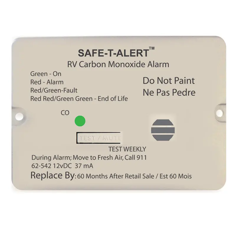 Safe-T-Alert 62-Series Rv Co Alarm – 12V Flush-Mount White Carbon Monoxide Detector 1
