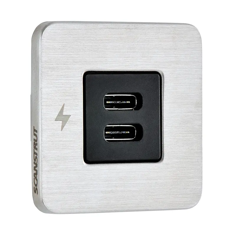 Scanstrut Tile Usb-C Interior Charging Socket – 12/24V, Stainless Steel Bezel [Sc-Tile-21] 1