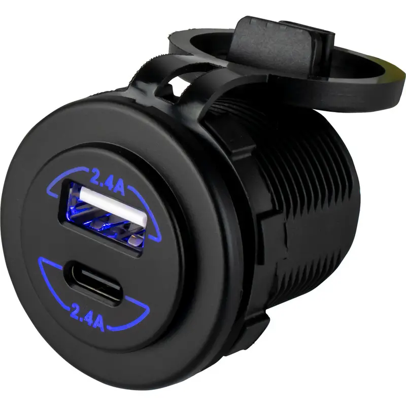 Sea-Dog 426516-1 Round Dual Usb/Usb-C Charging Socket 1