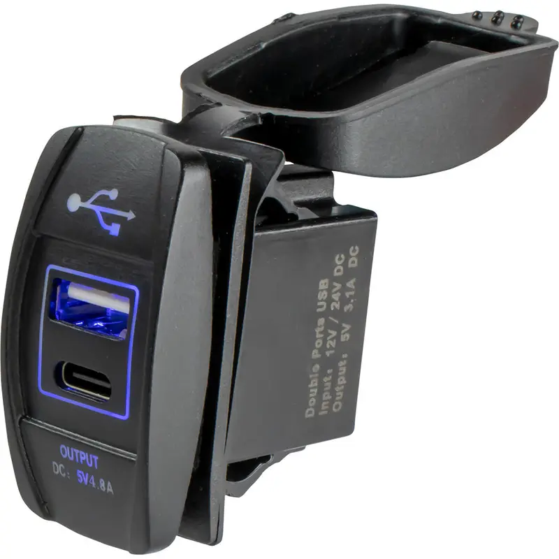 Sea-Dog 426521-1 Rocker-Style Power Socket With Usb And Usb-C Ports 1