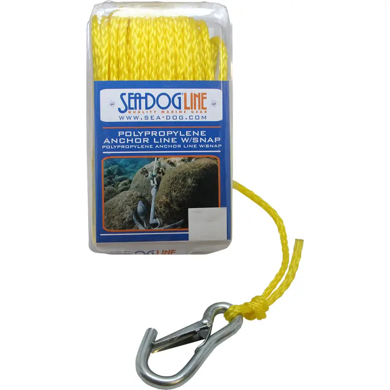 Sea-Dog Yellow Polypropylene Anchor Line With Snap Hook – 1/4" × 100' 1