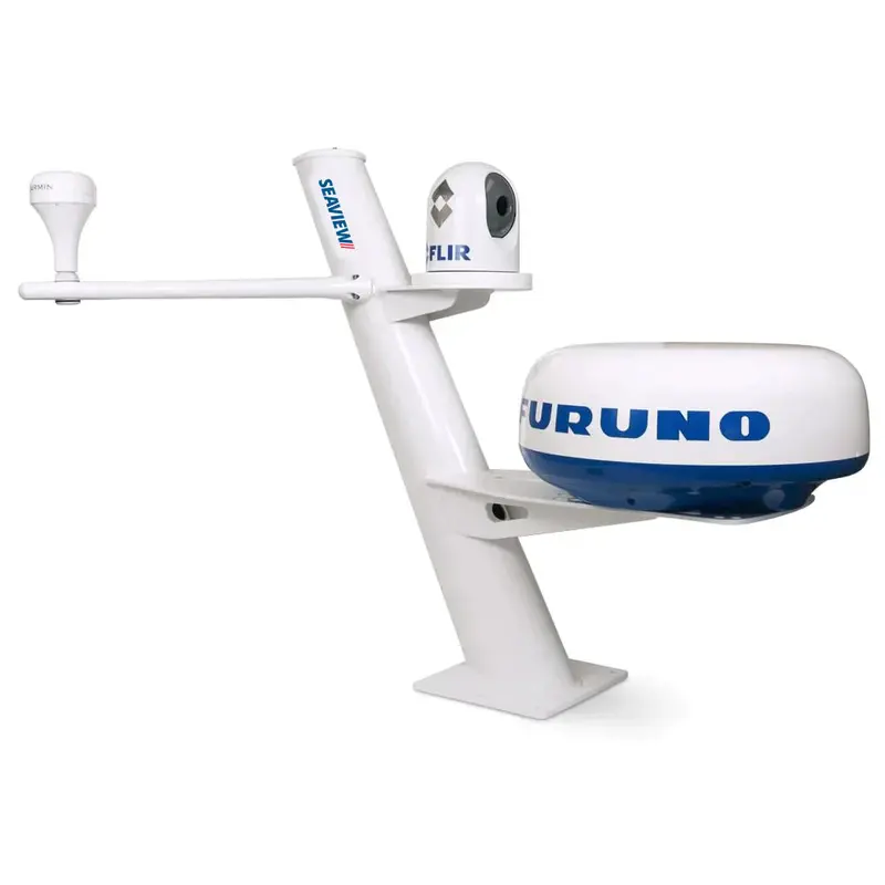Seaview 30-Inch Tapered Closed-Dome Aft-Leaning Radar Mount With Camera & Searchlight Support – Removable Spreaders, 10X10 Base 1