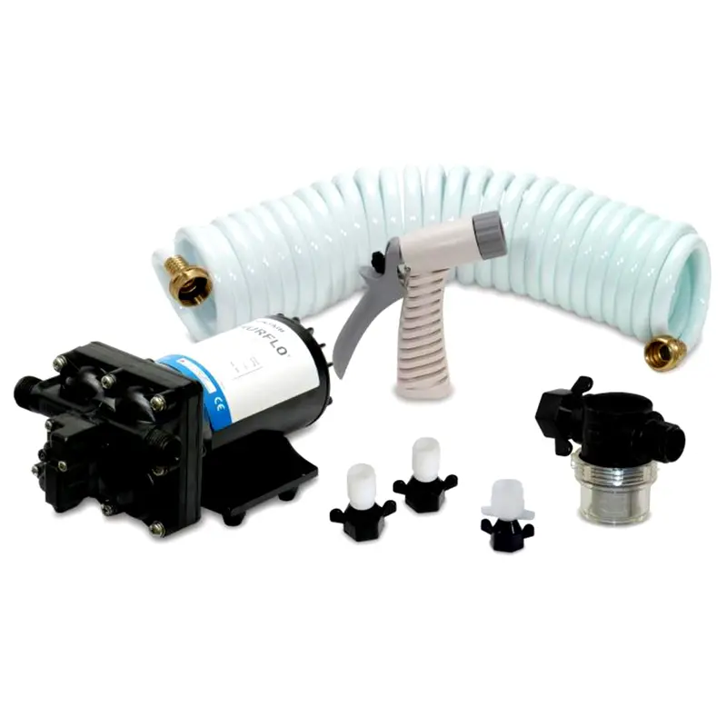 Shurflo Blaster Ii 12Vdc Washdown System Kit – 3.5 Gpm, Includes 25-Foot Hose, Nozzle, Strainer & Fittings 1