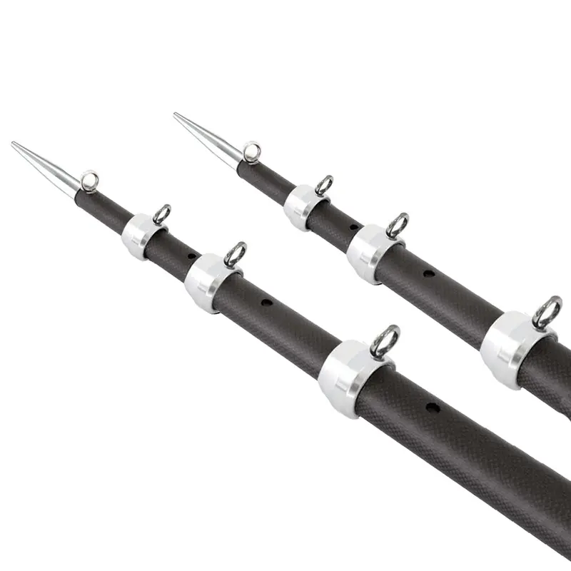 Tigress Xd 3K Carbon Fiber Telescoping Outrigger Poles – 21-Foot Pair (Matte Black/Silver) 1