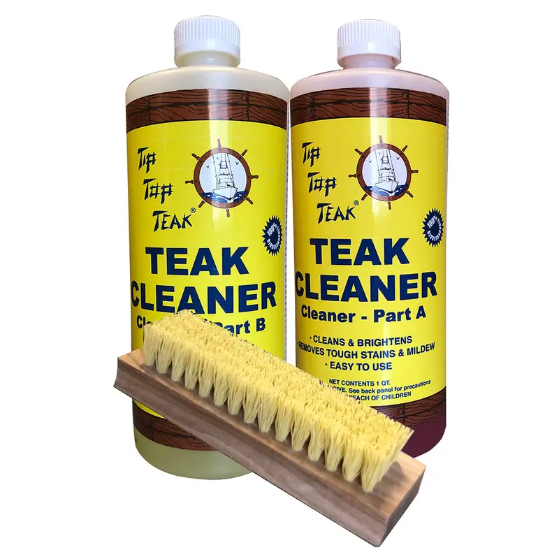 Tip Top Teak Cleaner Kit – Two-Part Formula (A + B) With Dedicated Cleaning Brush 1