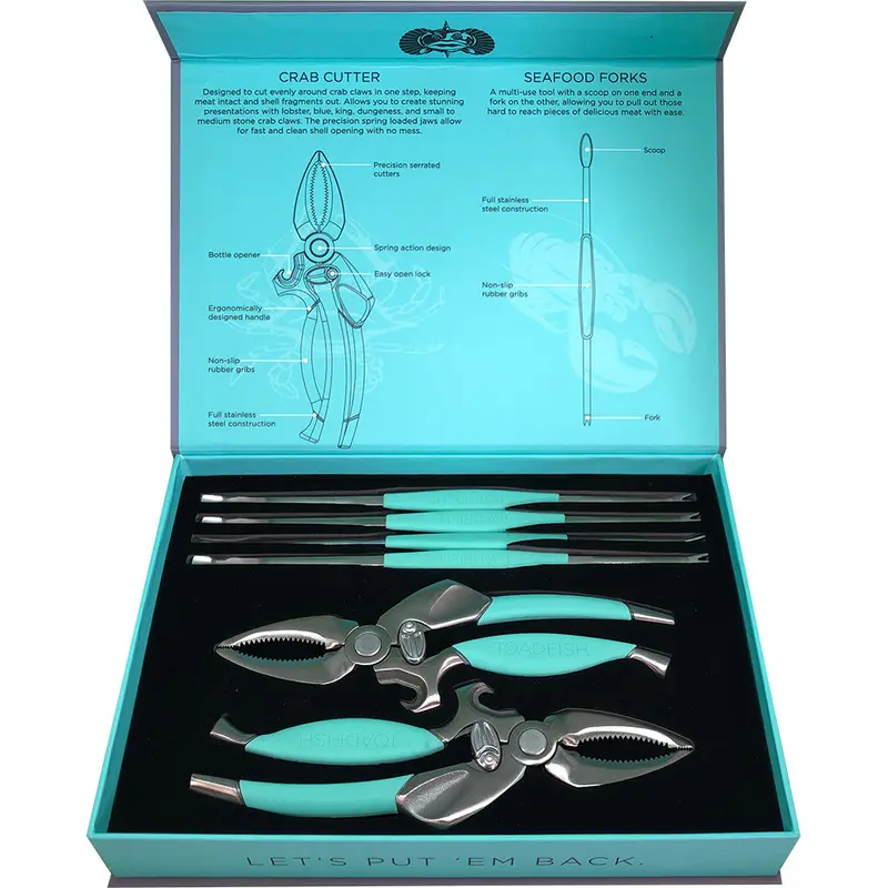 Toadfish Crab And Lobster Tool Kit – 2 Shell Cutters + 4 Seafood Forks 1