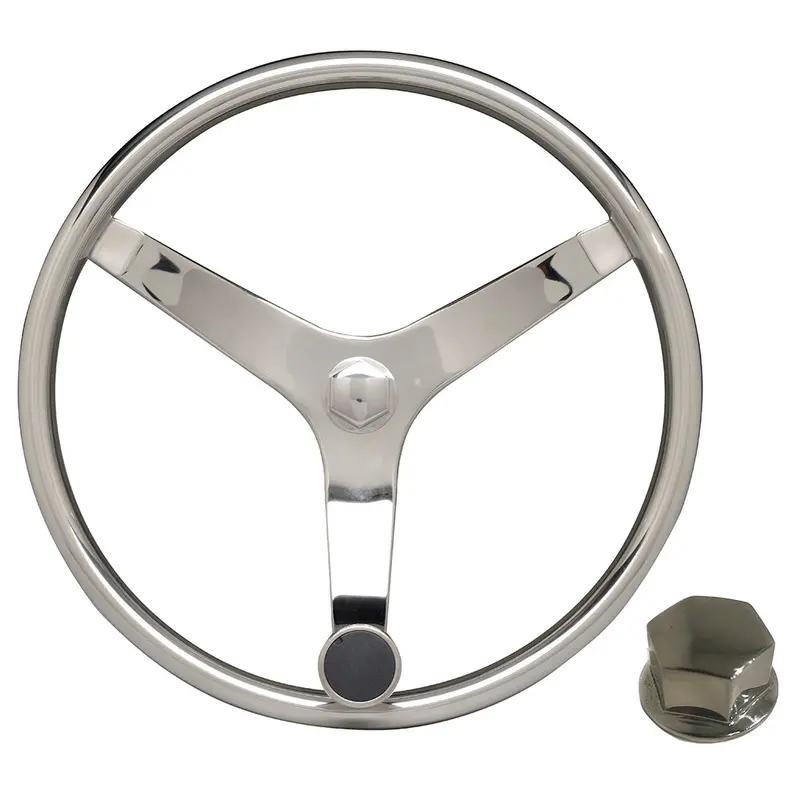 Uflex V46 13.5" Stainless Steel Steering Wheel With Speed Knob & Chrome Nut [V46 Kit] 1