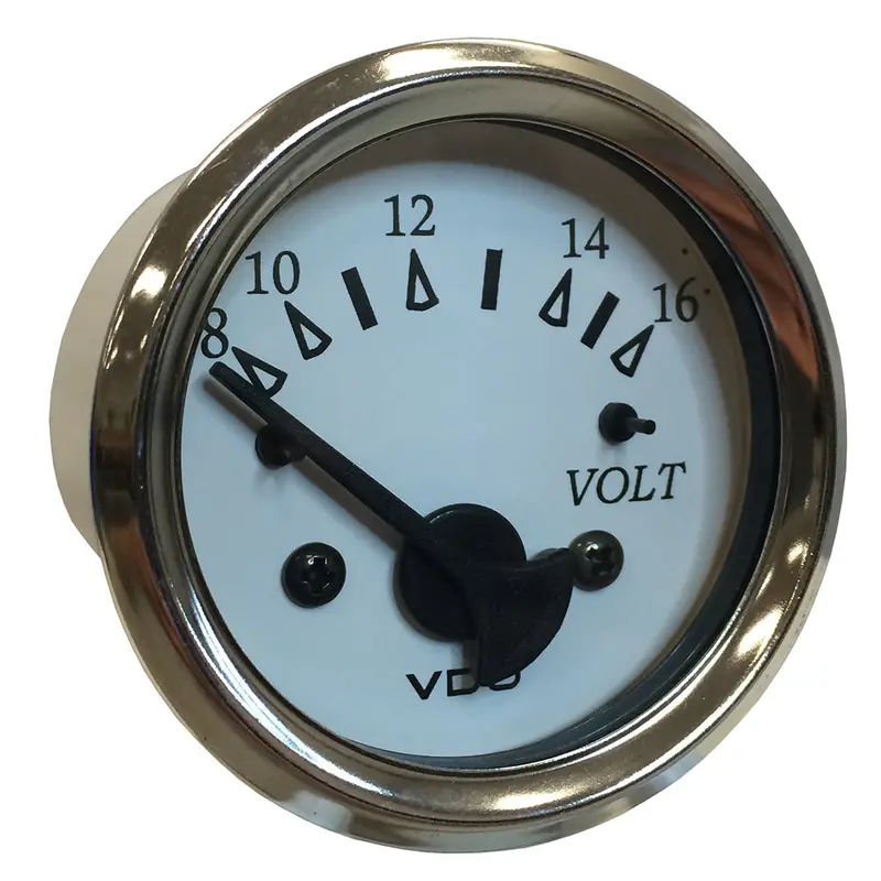 Vdo 52Mm Analog Voltmeter — White Face And Chrome Bezel For Marine Cockpits [332-15282] 1