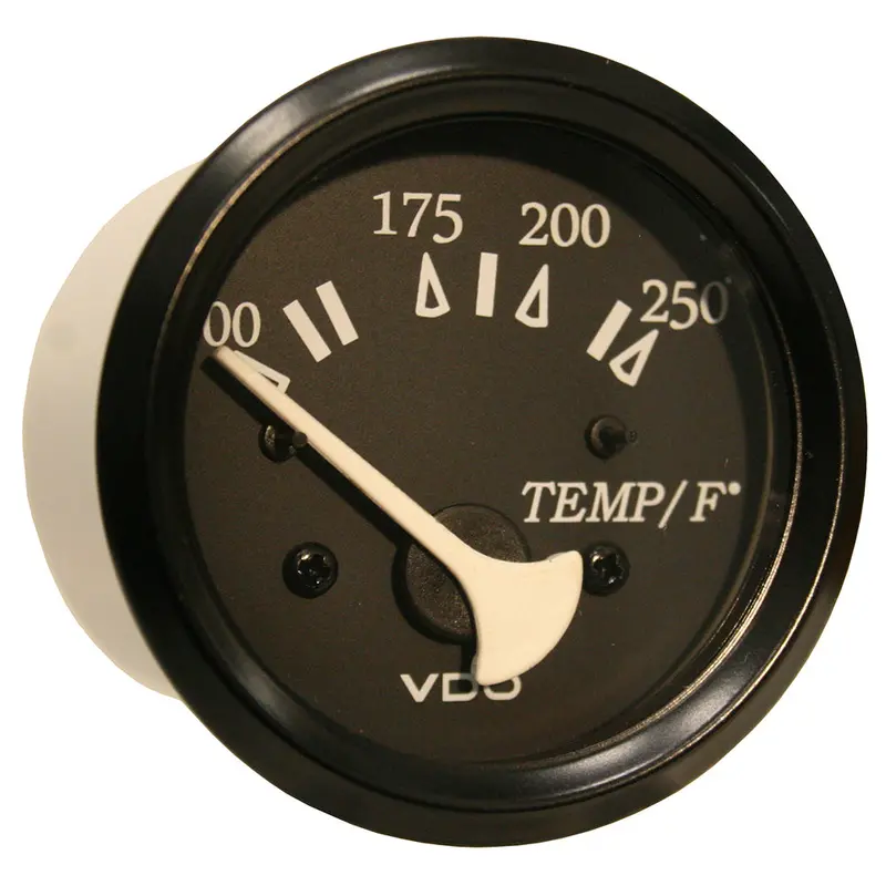 Vdo 52Mm Marine Water Temperature Gauge – 250°F Range, Black Dial & Bezel [310-11801] 1
