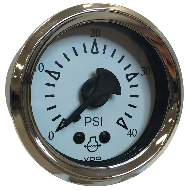Vdo 52Mm Mechanical Water Pressure Gauge — White Dial & Chrome Bezel [150-15283] 1