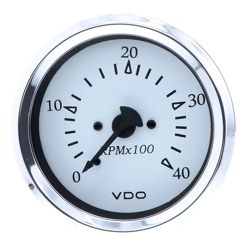 Vdo 85Mm Diesel Tachometer For Marine Cockpits – 4000 Rpm Range, White Dial With Chrome Bezel 1